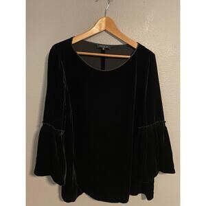 Lafayette 148 New York Top Womens XL Black Velvet Silk Blend Party Whimsigoth